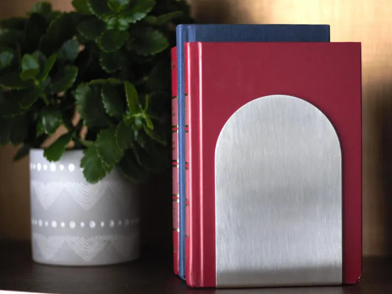 Rounded Stainless Steel Bookends - Made in Canada